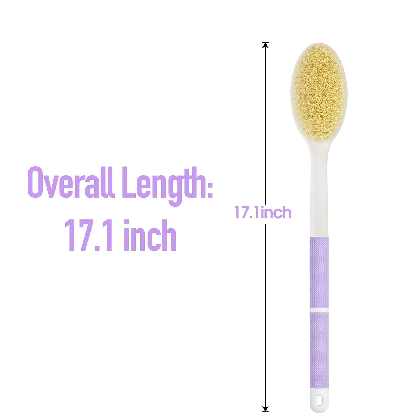 Backski Back Scrubber Anti Slip for Shower, Shower Brush Long Handle with Stiff and Soft Bristles, Body Exfoliator for Bath or Dry Brush(Blue)