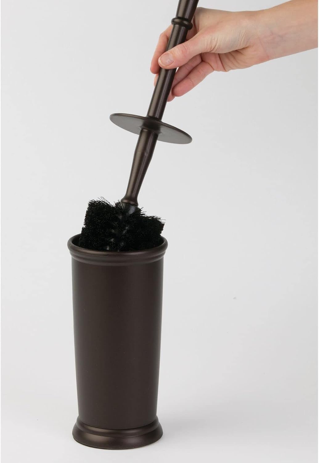 mDesign Metal Freestanding Slim Toilet Bowl Brush and Holder