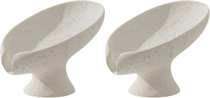 Soap Dish, Bar Soap Holder, Travertine Stone Look, Off White | Self Draining,Sponge Holders Tray for Shower,for Dispenser,Scrubber,Bottle,Cup on Bathroom Kitchen Bathtub Sink or Counter