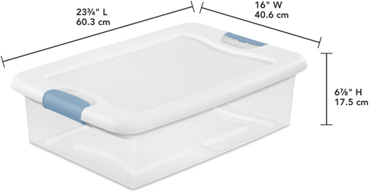Sterilite 4-Pack 56 Quart Wheeled Latching Box, Underbed Clear Plastic Storage Organizer - Under Bed Rolling Container Bin with Lid and Wheels for Home or Dorm Bedrooms and Closets