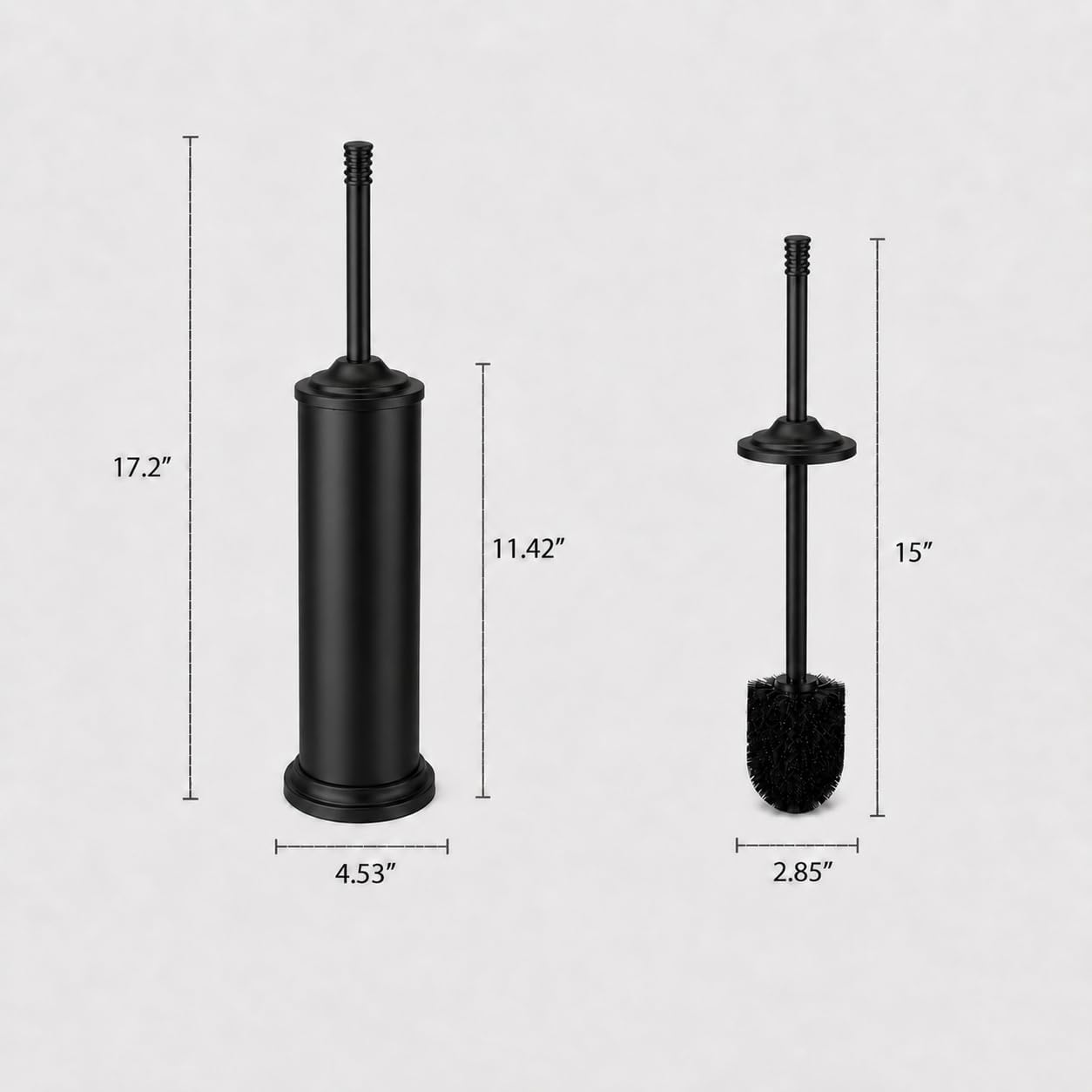 Nickel Toilet Brush and Holder Set，Extra Long Handled Toilet Bowl Brush and Holder，Stainless Steel Heavy Duty Toilet Brush for Bathroom,Deep Cleaning Modern Toilet Cleaner Slip Base