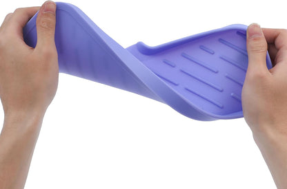 MicoYang Silicone Bathroom Soap Dishes with Drain Spout-Bathroom and Kitchen Sink Organizer,Sponge Holder,Dish Soap Tray,Perfect for Dispenser,Scrubber,Bottle,Cup on Sink or Counter-Coffee 4.9"×3.2"