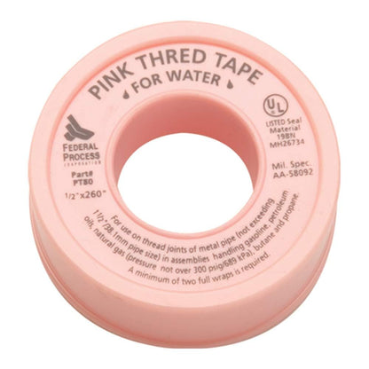 Gasoila Pink PTFE Thread Seal Tape – Professional-Grade High-Density Thread Tape for Water Lines – Leak-Proof Seal, Non-Toxic (1/2 Inch x 260 Inch Roll)