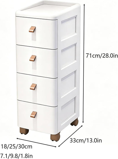 Slim Rolling Storage Cart for Narrow Gaps, 7-Tier Tall Narrow Storage Cabinet with Wheels, Space Saving Organizer for Kitchen, Bathroom, Laundry(A,30cm/11.8in 3-Tier)