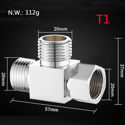 Water Diverter Fitting Adapter, Add-A-Tee G1/2" Hose Connector Adapter for Angle Valve adapter, Shower arms, Toliet Bidet Sprayer, Hose Pipe Fittings (3 Way T2)