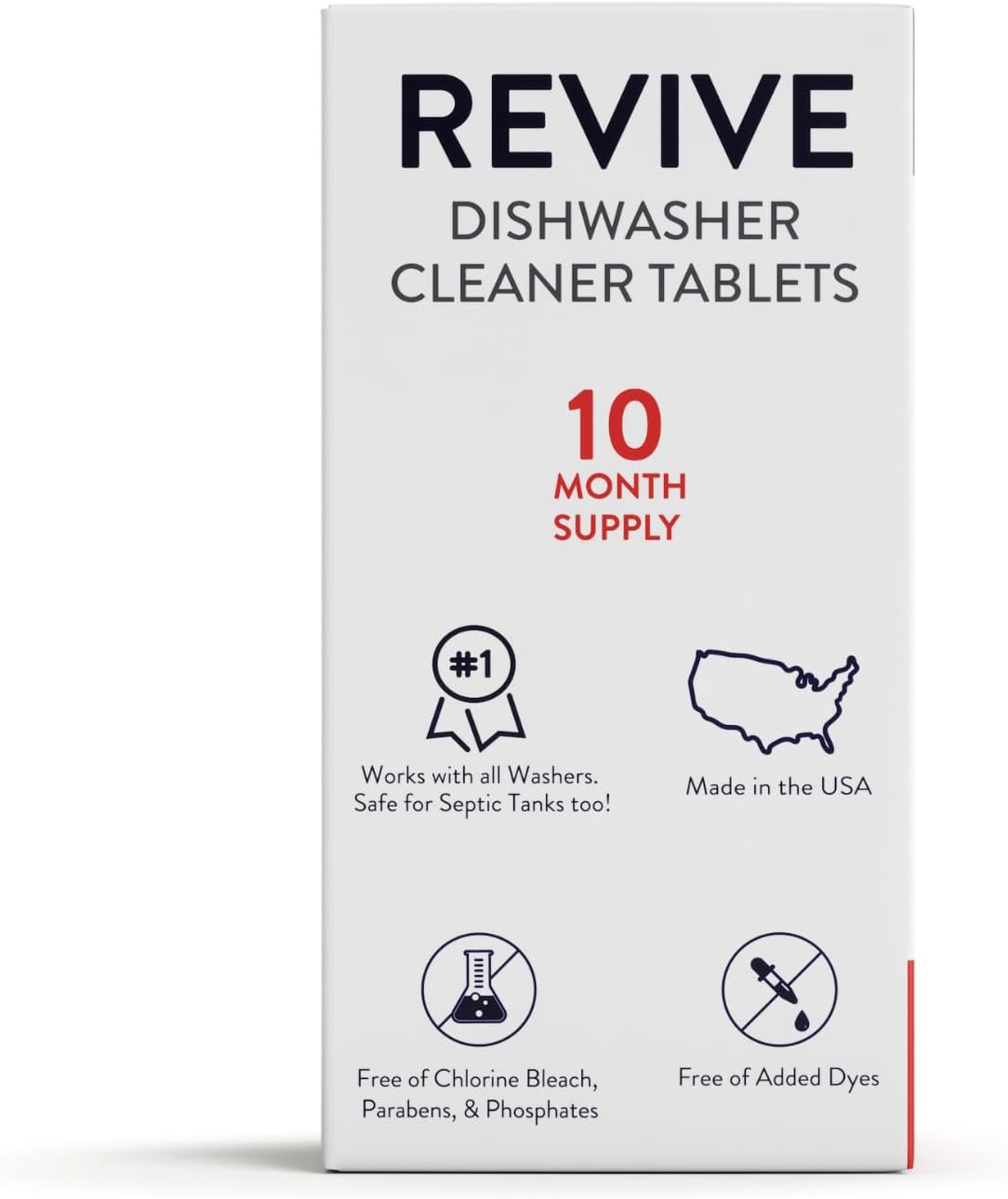 Immunity Boost Washing Dishwasher Cleaner Tablets 10ct by Revive Essential Oils - 10 Month Supply, Synthetic Fragrance Free, Removes Limescale, Grease and Odors, Made with Essential Oils