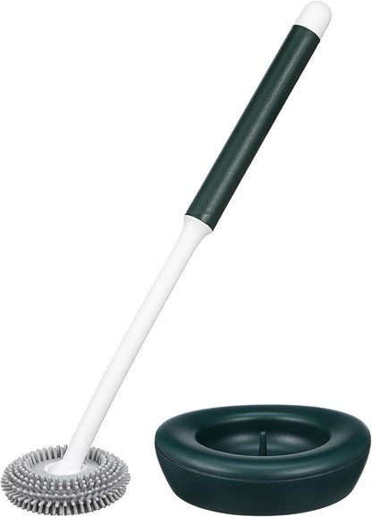 PRETYZOOM Silicone Toilet Brush and Holder with Bristles Round Head for Effortless Bathroom Cleaning Modern Minimalist Design Quick-Drying Base and Water-Resistant Toilet Bowl Scrubber