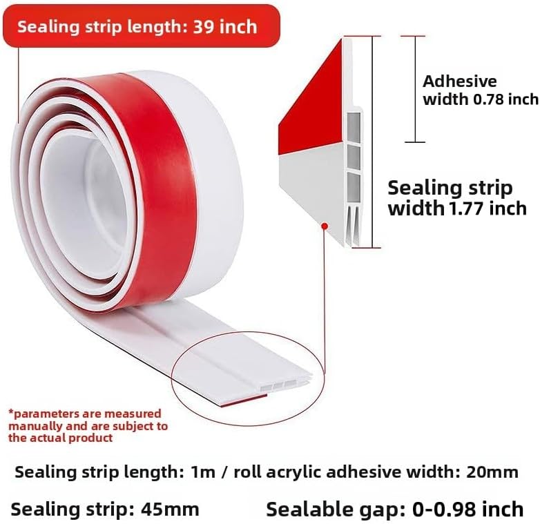 Premium Adjustable Door Draft Stopper - Under Door Sweep Weather Stripping with Strong Adhesive, Soundproof & Energy-Saving Seal for Exterior/Interior Doors, Cold Air & Noise Blocker