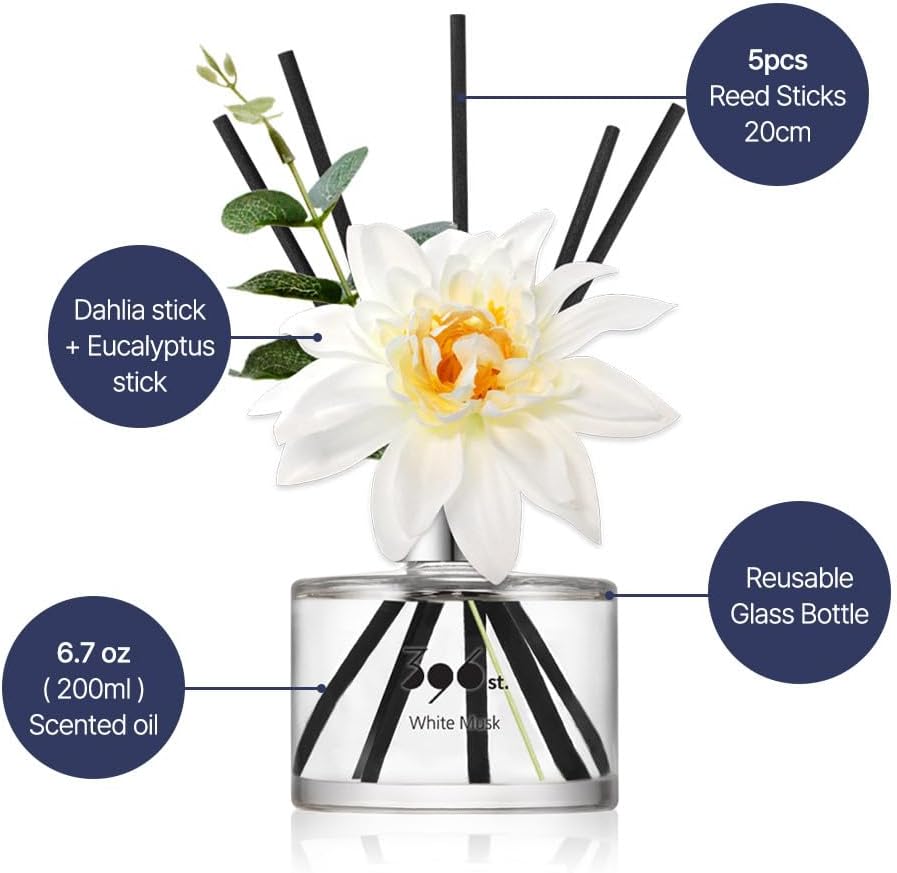 396 st. Rose Flower Reed Diffuser, Vanilla Lavender, 200ml(6.7oz) / Reed Diffuser Sets, Home Fragrance, Scented Oils, Home & Bathroom Décor