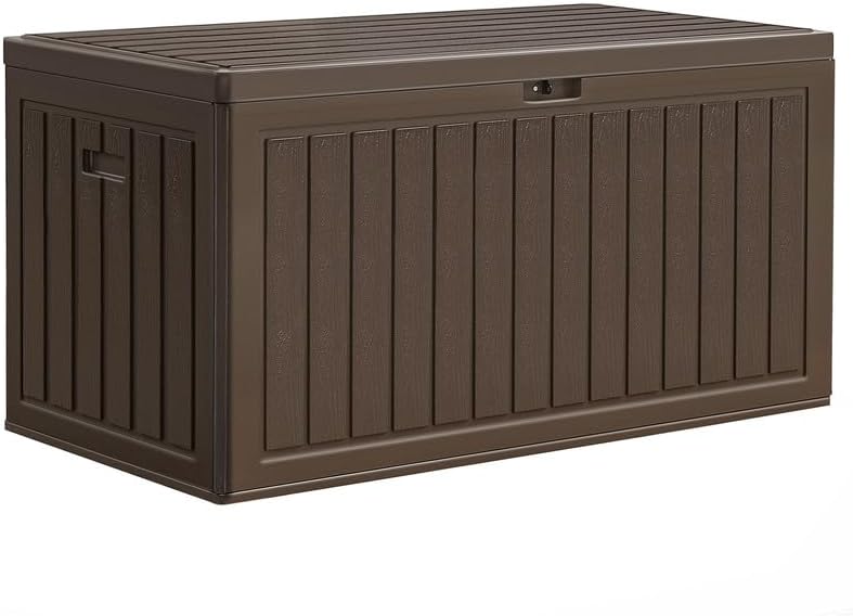 YITAHOME 100 Gallon Large Outdoor Deck Box | Waterproof Resin Storage Box, Lockable Indoor Outdoor Storage Container for Patio Furniture Cushions, Pool Accessories
