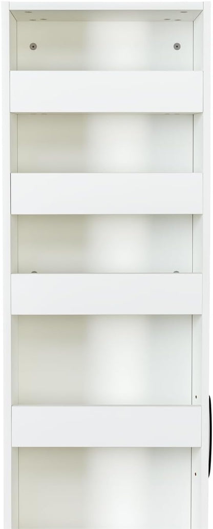7 Tier Slim Rolling Storage Cart - Kitchen & Pantry Organizer, Narrow Storage Cabinet with Handle & Wheels, Spice Pull-Out Rack Next to Fridge Storage Shelf (White A-7 Tier Shelf Unit)