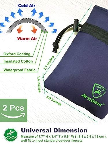 Pro Outdoor Faucet Cover Socks for Winter Freeze Protection, 5.9" W x 7.7" H, Mazarine Blue, Set of 2
