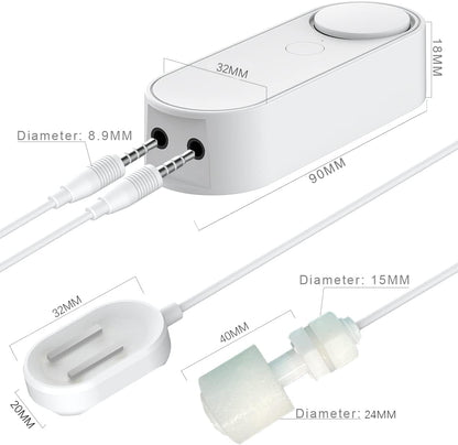 Water Level Leak Alarm with 16.4Ft 2 Sensors,120dB Strobe, Metal | 9V Battery-Powered, Dual Sensors Float Switch and Leak Probe, Adjustable Volume, For Sump Pump Dishwasher Under Sink Basement