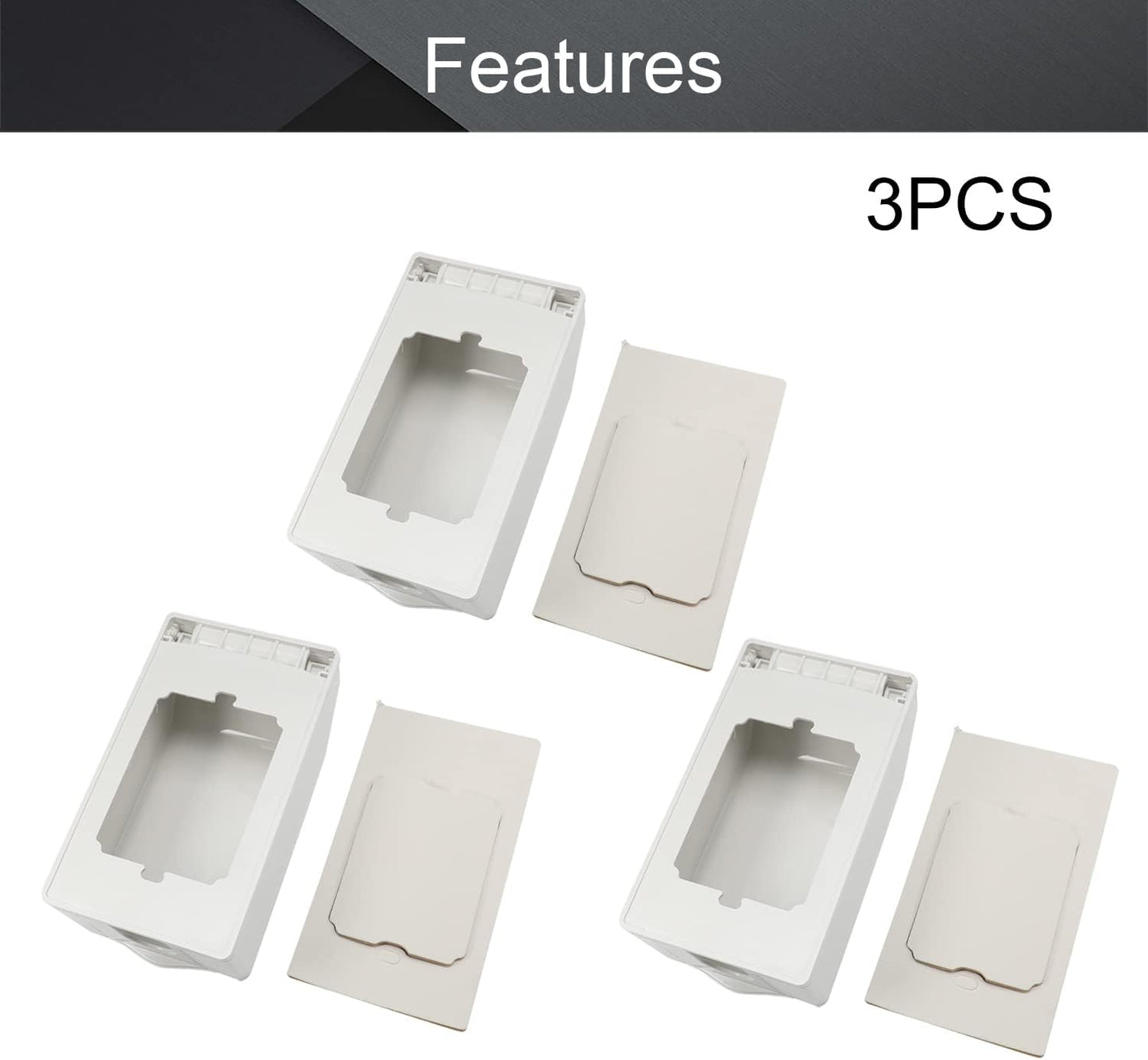 Fielect Weatherproof in Use Outlet Cover Plug Receptacle Protector for Retrofit Siding Construction White 120 Type 137x145x48mm 3Pcs