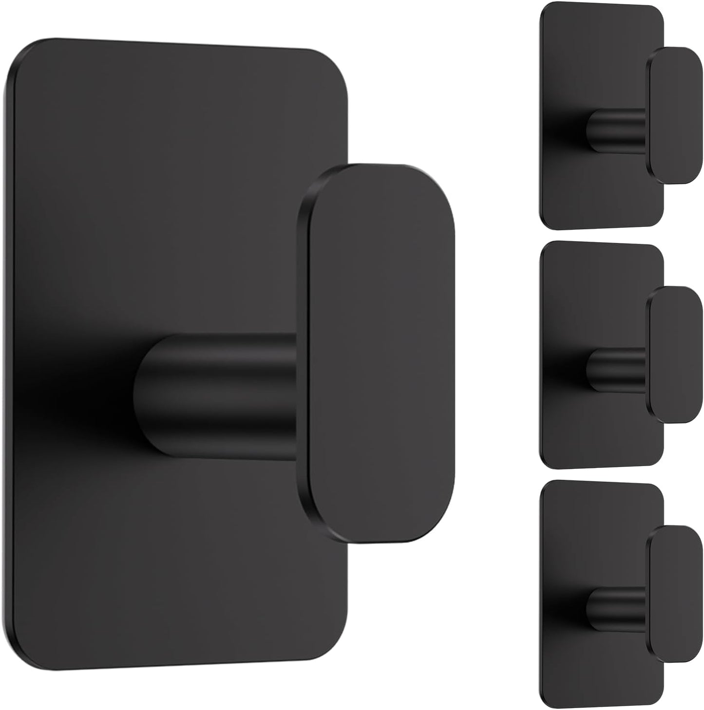 Heavy Duty Adhesive Hooks - 26lb Max, Sticky Wall Hooks Waterproof Stainless Steel for Hanging Towel, Coat, Robe, Towel Hooks Stick on Bathroom, Kitchen, Shower, Door (Black, 4 Pack)