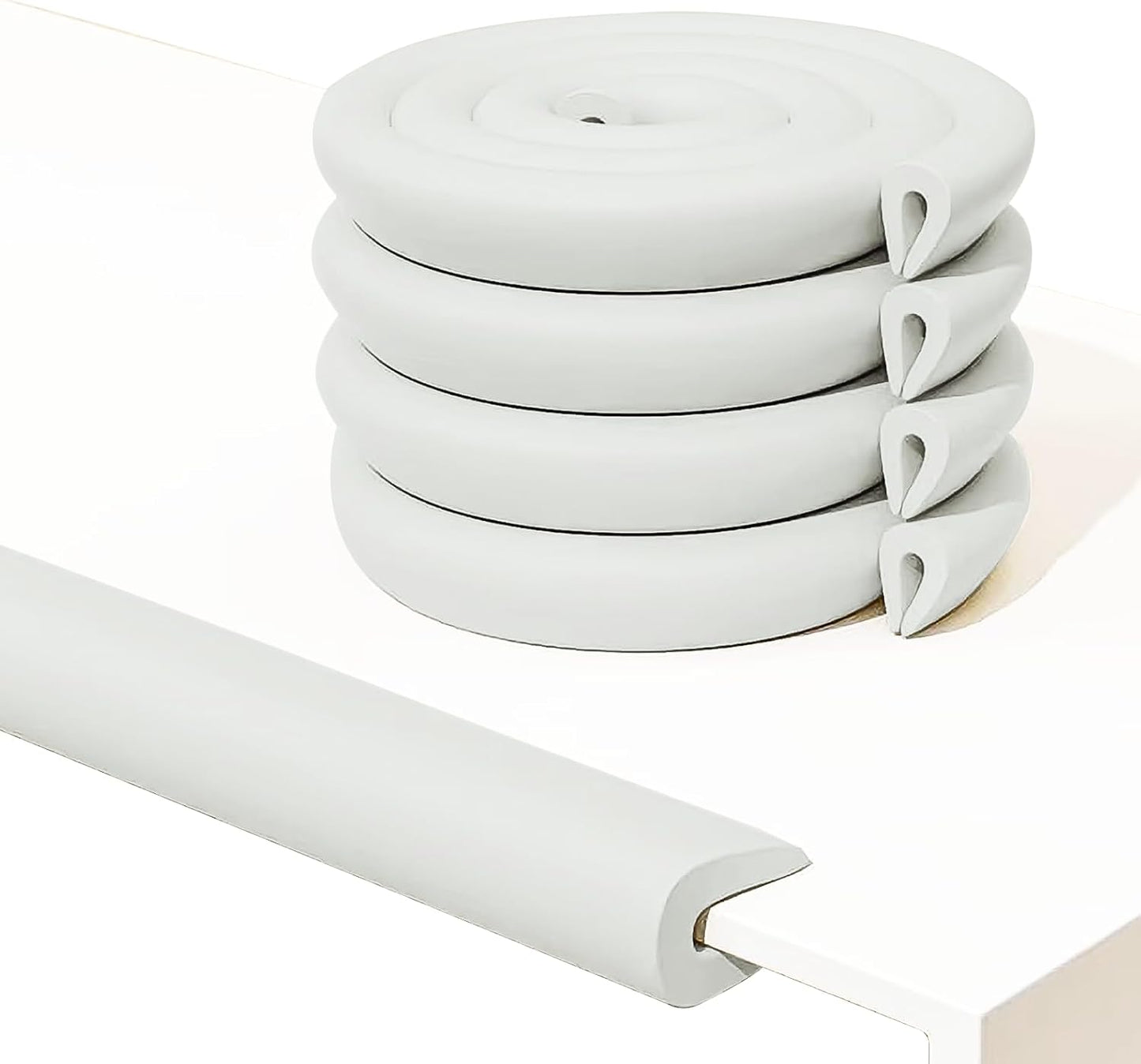 U Shape Foam Table Edge Protector for Baby,6.5 Ft/2m,Milky White | Foam Baby Proofing Safety Bumper Guard Strip, Corner Protectors For Kids, Suitable For Furniture Fireplace Desk