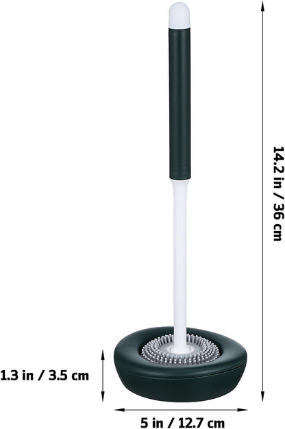 PRETYZOOM Silicone Toilet Brush and Holder with Bristles Round Head for Effortless Bathroom Cleaning Modern Minimalist Design Quick-Drying Base and Water-Resistant Toilet Bowl Scrubber