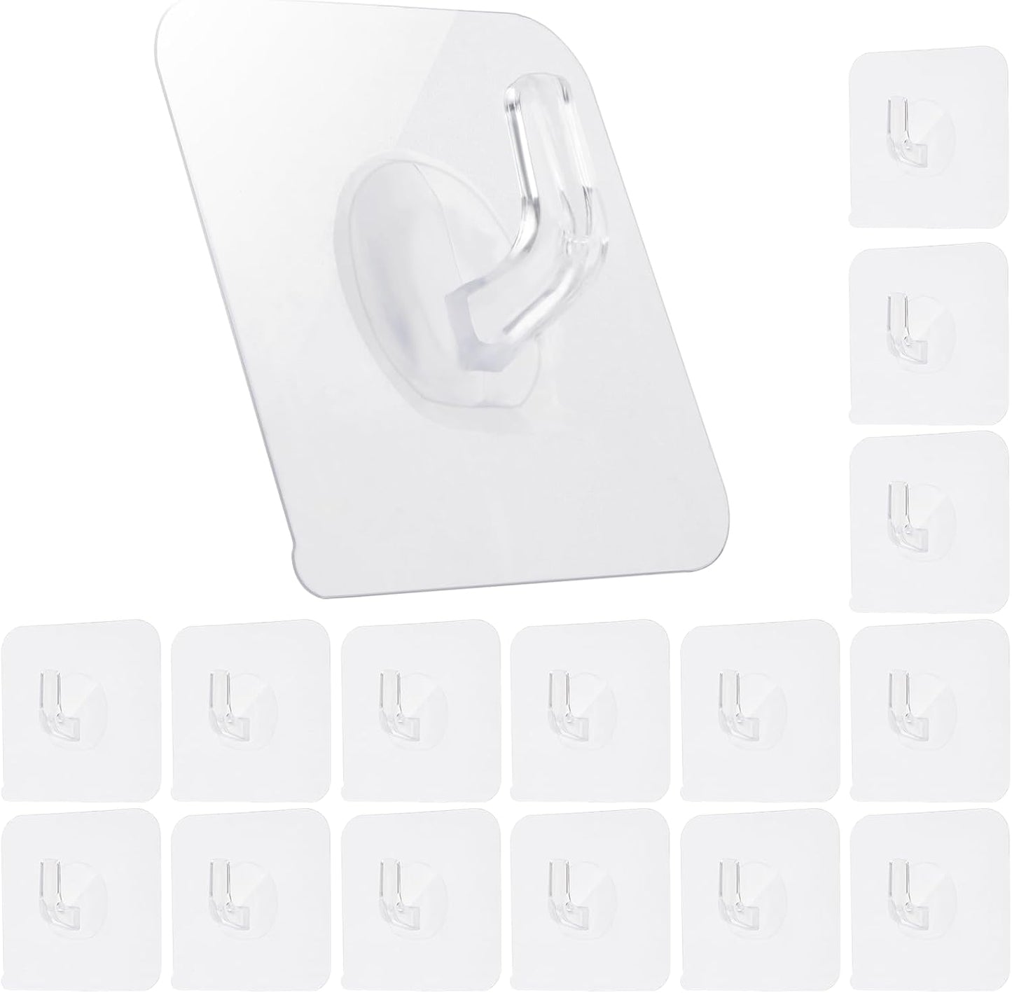 COMNICO 12 Pack Adhesive Hooks Clear Plastic Waterproof Heavy Duty Sticky Wall Ceiling Door Window Pothook Home Kitchen Bathroom Shower Office for Hanging Hat Towel Picture Coats (12)