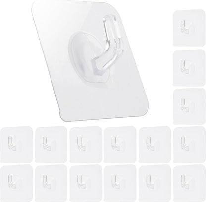 COMNICO 12 Pack Adhesive Hooks Clear Plastic Waterproof Heavy Duty Sticky Wall Ceiling Door Window Pothook Home Kitchen Bathroom Shower Office for Hanging Hat Towel Picture Coats (12)