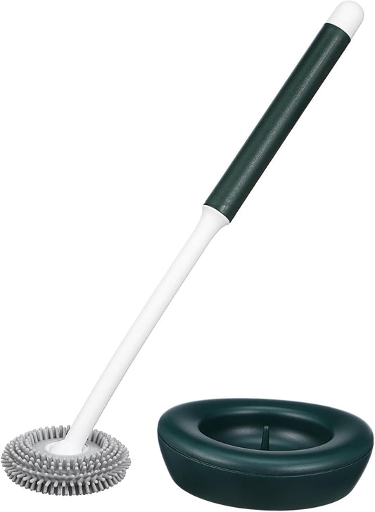 HEALLILY 1set Silicone Toilet Bowl Brush with Holder Effortless Cleaning Tool for Bathroom Quick Drying Design with Drainage and Resilient Cleaning Accessory for Toilet Maintenance
