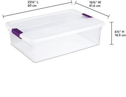 Sterilite 8-Pack 60 Quart ClearView Latch Box, Wheeled Underbed Organizer Bins with Latching Lids - Clear Plastic Organization Containers for Closet, Bedroom, Shelving Units and Everyday Home Storage