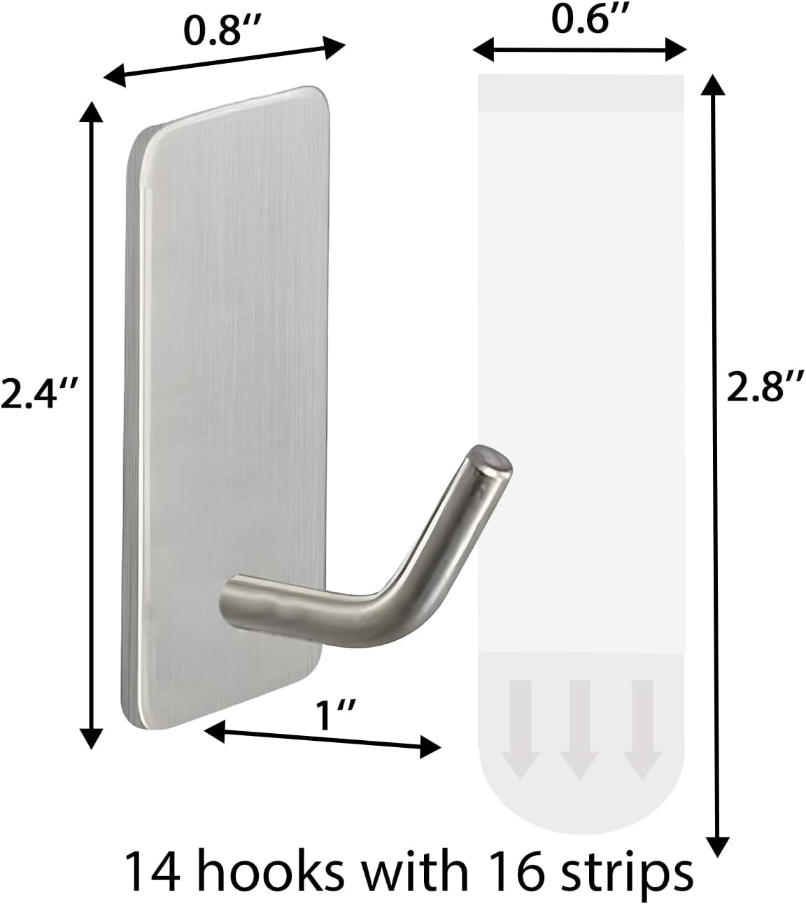 2 Razor Holder for Shower and 3 Adhesive Hooks with Removable Strips，Towel Hooks for Hanging，Wall Hooks for bathrooms，Removable Damage-Free Metal Shaver Holder，for Stockings，Decor，Robe