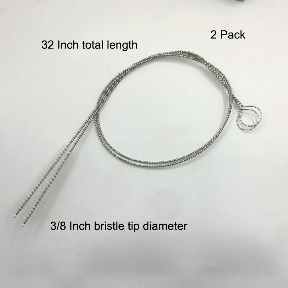 2 Pcs Cleaning Brush Bristle Tip 3/8” by 32” Inch Long - Flexible Cleaner Tool for Clean Keg, Feeding Tube, Line Tube Hose