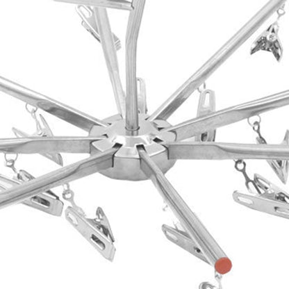 PRETYZOOM Foldable Drying Rack with 16 Clips, Portable Stainless Steel Octopus Hanging Dryer, Space-Saving Laundry Hanger for Underwear, Socks, Towels, Baby Clothes, Diapers