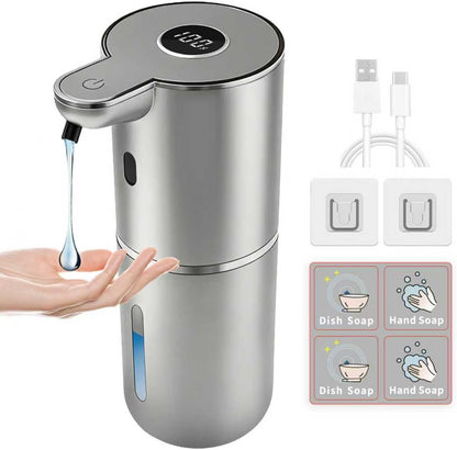 Automatic Soap Dispenser, Touchless Liquid Soap Dispensers, USB Rechargeable, 6-Level Adjustable Volume Control, 12.8oz/380ml, Wall Mount for Kitchen, Bathroom, Free Stickers (Gold)