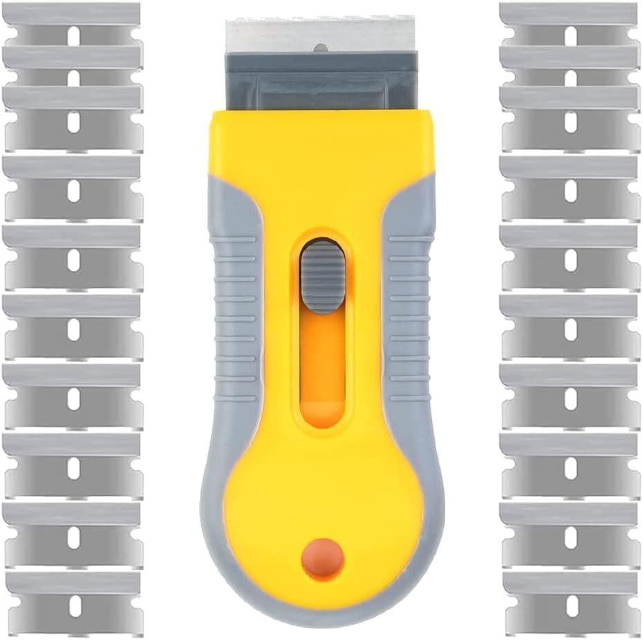2PACK Razor Blade Scraper Tool with 30Pcs Stainless Steel Blades for Glass Stovetops Cooktop Ceramic Metal Tape Paint Glue Stickers Removal Tool
