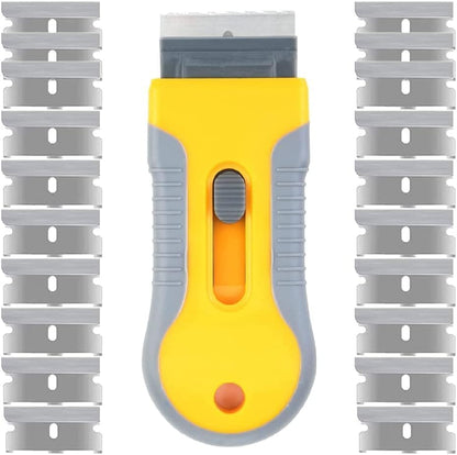 2PACK Razor Blade Scraper Tool with 30Pcs Stainless Steel Blades for Glass Stovetops Cooktop Ceramic Metal Tape Paint Glue Stickers Removal Tool