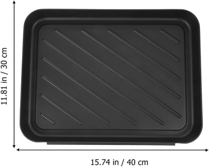 Toddmomy Small Boot Tray for Entryway Indoor: 15.7" x 11.8" Plastic Shoe Tray, Waterproof Dog Food Mat, Multipurpose Drip Plate for Plant, Car Trunk and Mudroom - Black