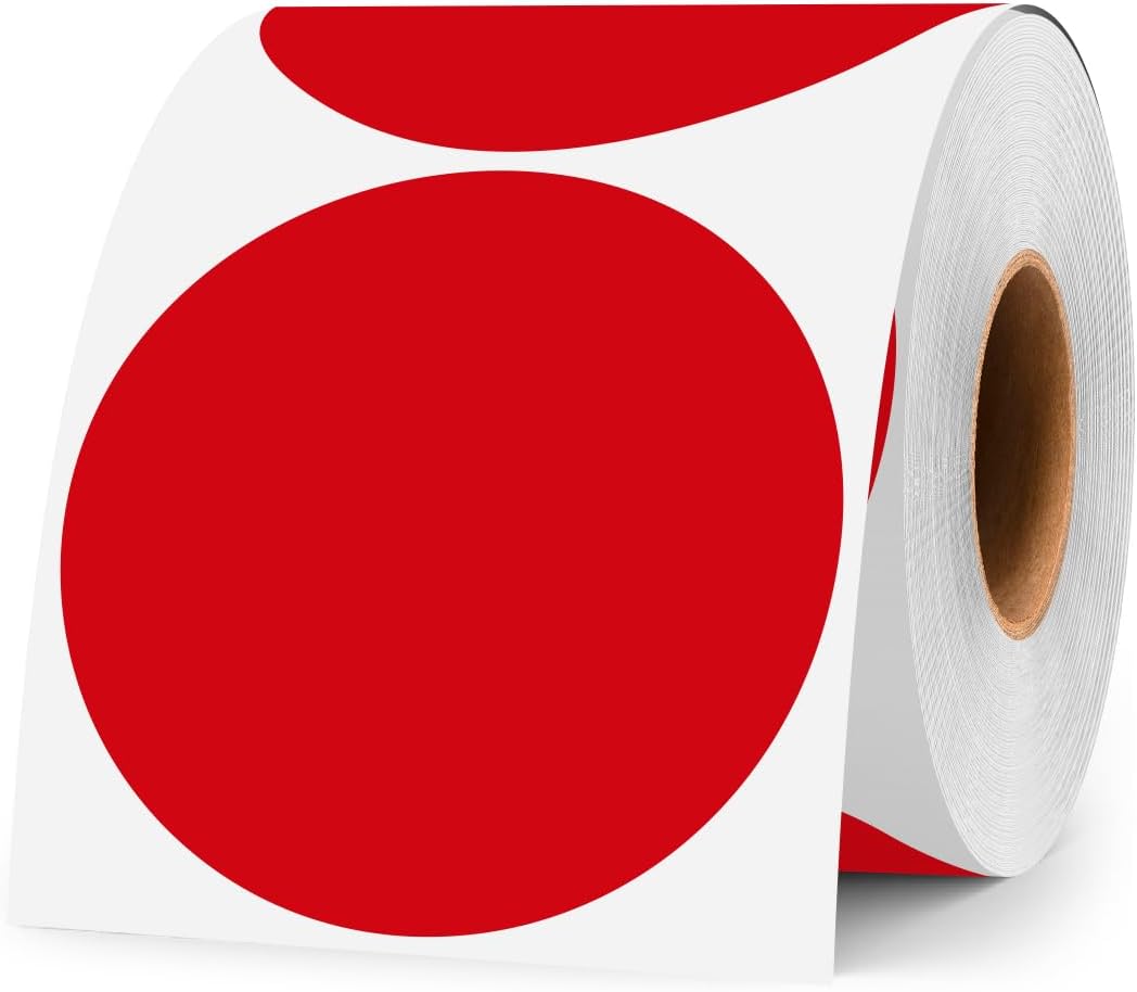 3 Inch White Color Code Dot Stickers,500 PCS Round Labels Stickers in Dispenser Box for Organization, Inventory,Classroom