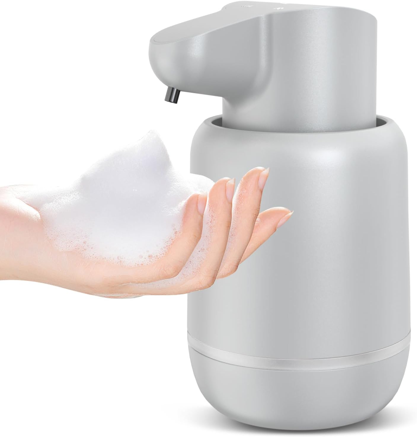 Automatic Foaming Soap Dispenser 15oz/420ml Foaming Hand Sanitizer Touchless Wall Mount with 4levels Adjustable Free Touch Electric Soap Dispenser Rechargeable with Sensor(White)