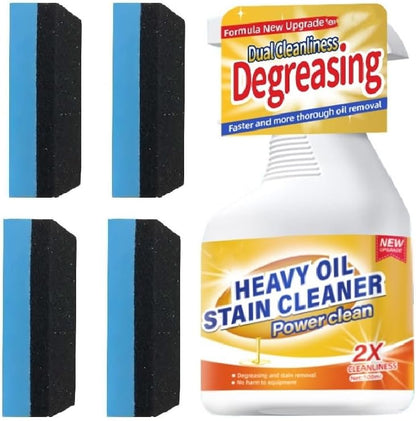 Kitchen Heavy Oil Cleaner Spray,3.38 Oz All Purpose Kitchens Heavy Oil Cleaning Agent, Grease Remover,Kitchen Degreasing Cleaning Spray for Stove,Oven,Dishwasher,Appliances (1PC With 2 Sponge)