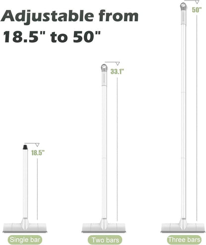 BOOMJOY Floor Scrub Brush with 57" Long Handle, 12" Wide Head, 2 in 1 Scrape and Brush, Stiff Bristle for Cleaning Bathroom, Patio, Kitchen, Tile, Wall and Deck