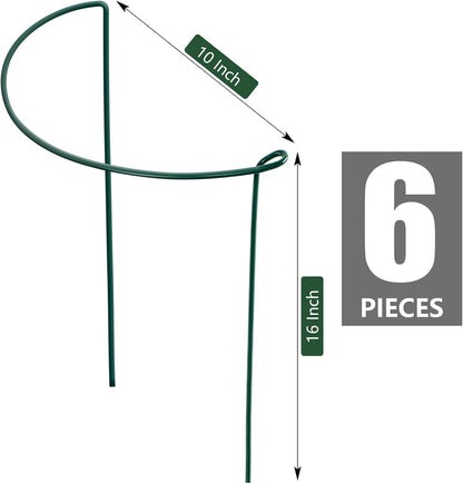 FEED GARDEN 8 Pack Peony Cages and Supports, Plant Support Stakes for Outdoor & Indoor Plants, 10" W x 16" H Half Round Garden Plant Support Rings for Peonies, Hydrangeas, Roses, Dahlias