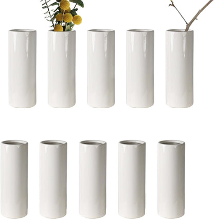 Modern Small Flower Vases 8 Pack - Ceramic, White