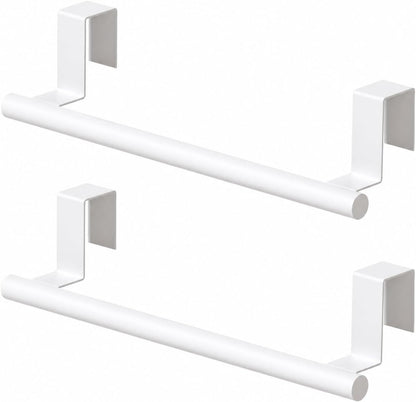 Cabinet Door Towel Bar, Kitchen Towel Holder, Matte Black 2 Pack | Extended Anti-Slip Arm, EVA Scratch Guard Pads, No-Drill Install, Stainless Steel Dish Towel Holder, Kitchen Towel Rack