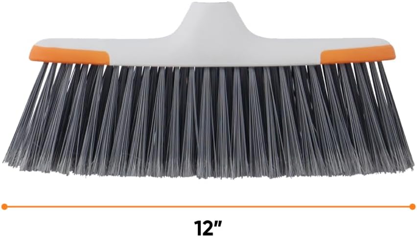 Superio Grey Broom, Heavy-Duty Indoor & Outdoor Broom with 48-Inch Handle, Multi-Surface Floor Cleaning for Home, Kitchen, Garage & Office