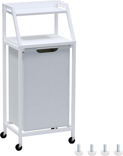 Timberer Laundry Hamper, Laundry Sorter 3 Section, Rolling Laundry Basket with Wheels, 2 Shelves, 3 × 14.5 Gal, Pull-Out and Removable Oxford Fabric Bags, for Laundry Room, Black and Rustic Brown