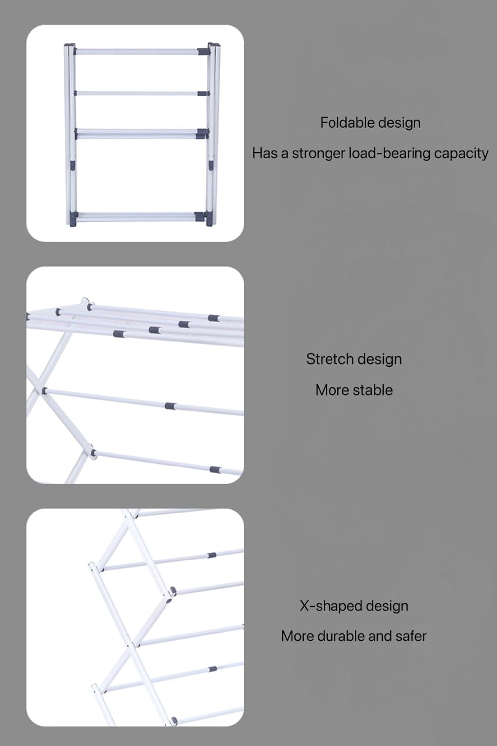 Maomo Standard Metal Drying Rack - Easy to Install Without Tools, Space-Saving telescoping Design, 16.93-29.92 inches Wide, White.