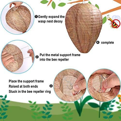 DECYOOL 6 Pack Paper Fake Wasp Nests Decoys for Yellow Jackets and Wasps | ﻿ Oversized Paper Build, Eaves/Garbage/Pool Areas, Territorial Hive Mimicry, Hanging Design,Easy Mount
