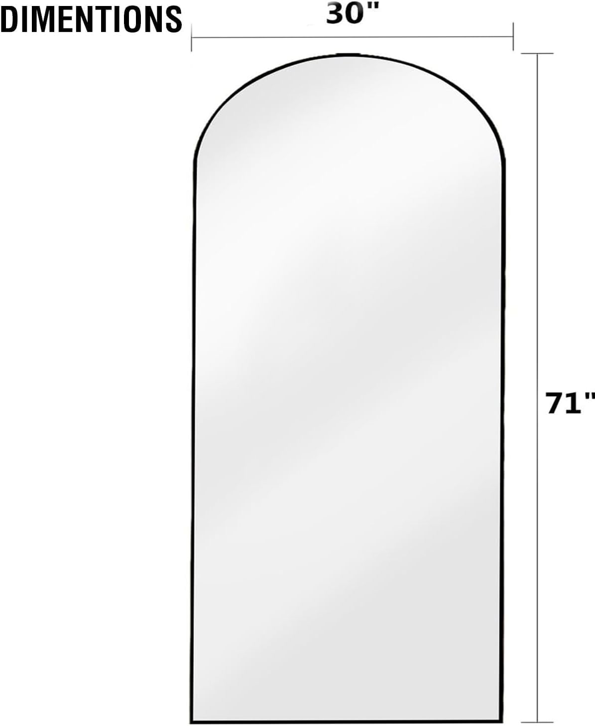 OGCAU Floor Full Length Mirror, 56"x20" Arched Full Body Mirror, Hanging or Leaning, Standing, Wall Mounted with Aluminum Frame for Bedroom Living Room, White