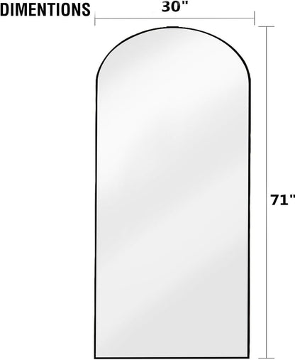 OGCAU Floor Full Length Mirror, 56"x20" Arched Full Body Mirror, Hanging or Leaning, Standing, Wall Mounted with Aluminum Frame for Bedroom Living Room, White