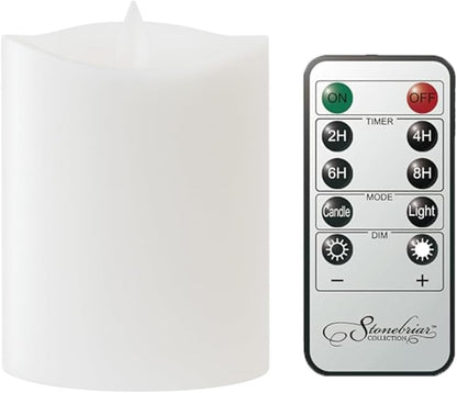 Stonebriar 6 Count White Real Wax 3x3 Flameless LED Pillar Candles with Remote and Timer