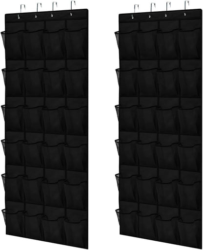 GORILLA GRIP Over the Door Shoe Organizer, 24 Large Breathable Mesh Pockets, Space Saving Hanging Storage Holder, Closet Rack Hanger Holds Up to 40 lbs, Hangs on Closets for Shoes, Accessories, Grey