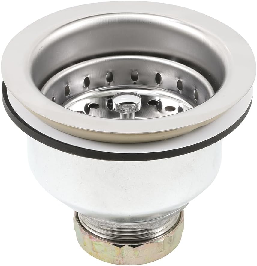 Prime-Line Kitchen Sink Basket Strainer Drain Assembly 3-1/2" to 4" with Putty Stainless Steel Deep Pressure Cup Chrome Plated Finish (Single Pack)