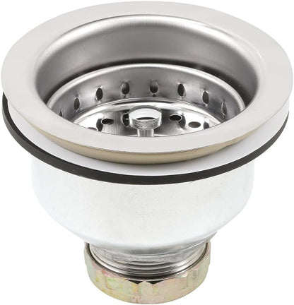 Prime-Line Kitchen Sink Basket Strainer Drain Assembly 3-1/2" to 4" with Putty Stainless Steel Deep Pressure Cup Chrome Plated Finish (Single Pack)