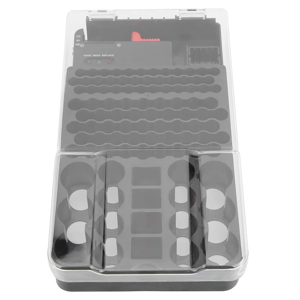 Multifunctional 104 Grids Battery Organizer Case with Tester - Store AAA, AA, C, D, 9V & Button Cells